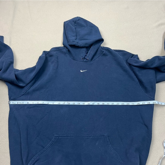 Vintage Nike Hoodie Mens 3XL Blue Mini Center Swoosh Sweatshirt 90s Travis Scott - Picture 3 of 10